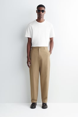 COTTON REGULAR-FIT STRAIGHT-LEG CHINOS — BEIGE 1