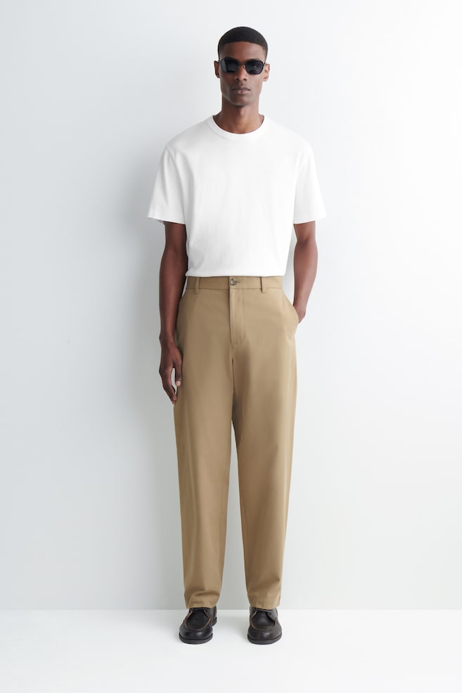 COTTON REGULAR-FIT STRAIGHT-LEG CHINOS — BEIGE