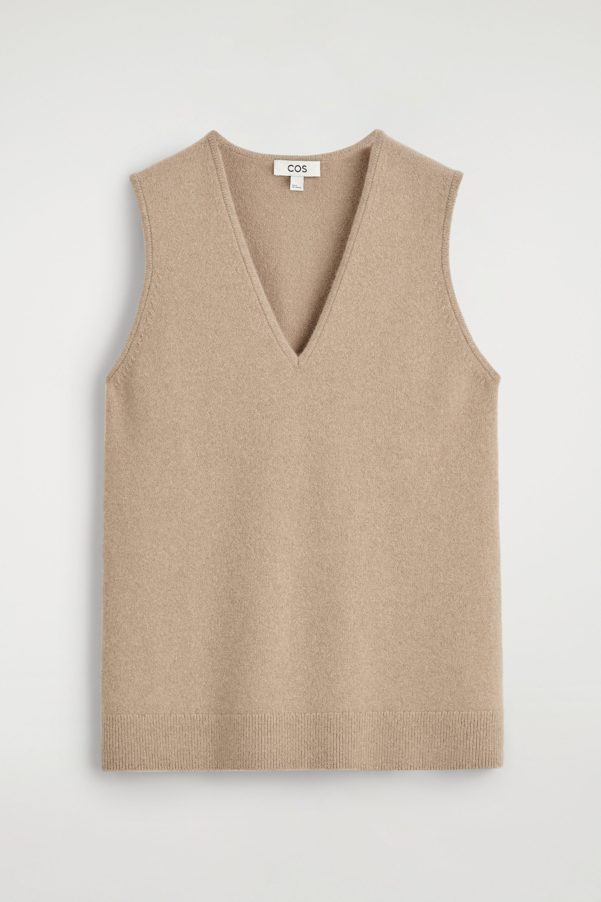 WOOL V-NECK TUNIC VEST - BEIGE MÉLANGE | COS US
