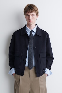 DENIM-EFFECT SILK-COTTON TIE — BLUE MÉLANGE 2