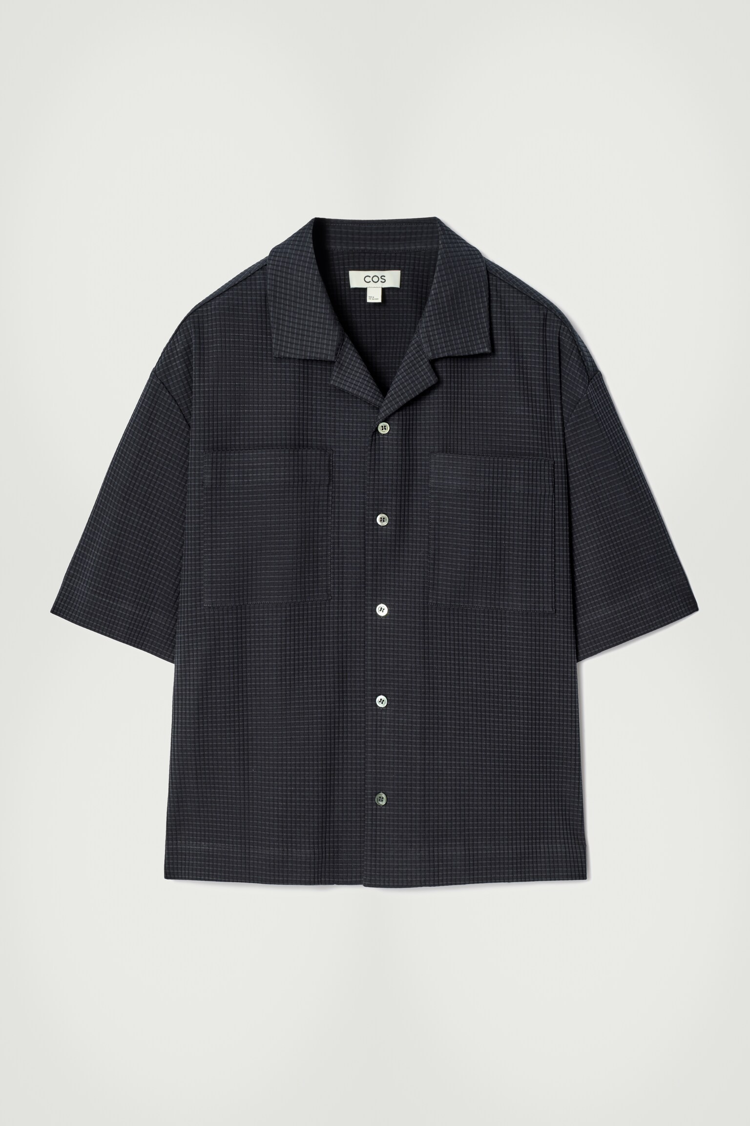 CHEMISE RESORT DÉCONTRACTÉE EN COTON TEXTURÉ - BLEU MARINE/BRUN - 2