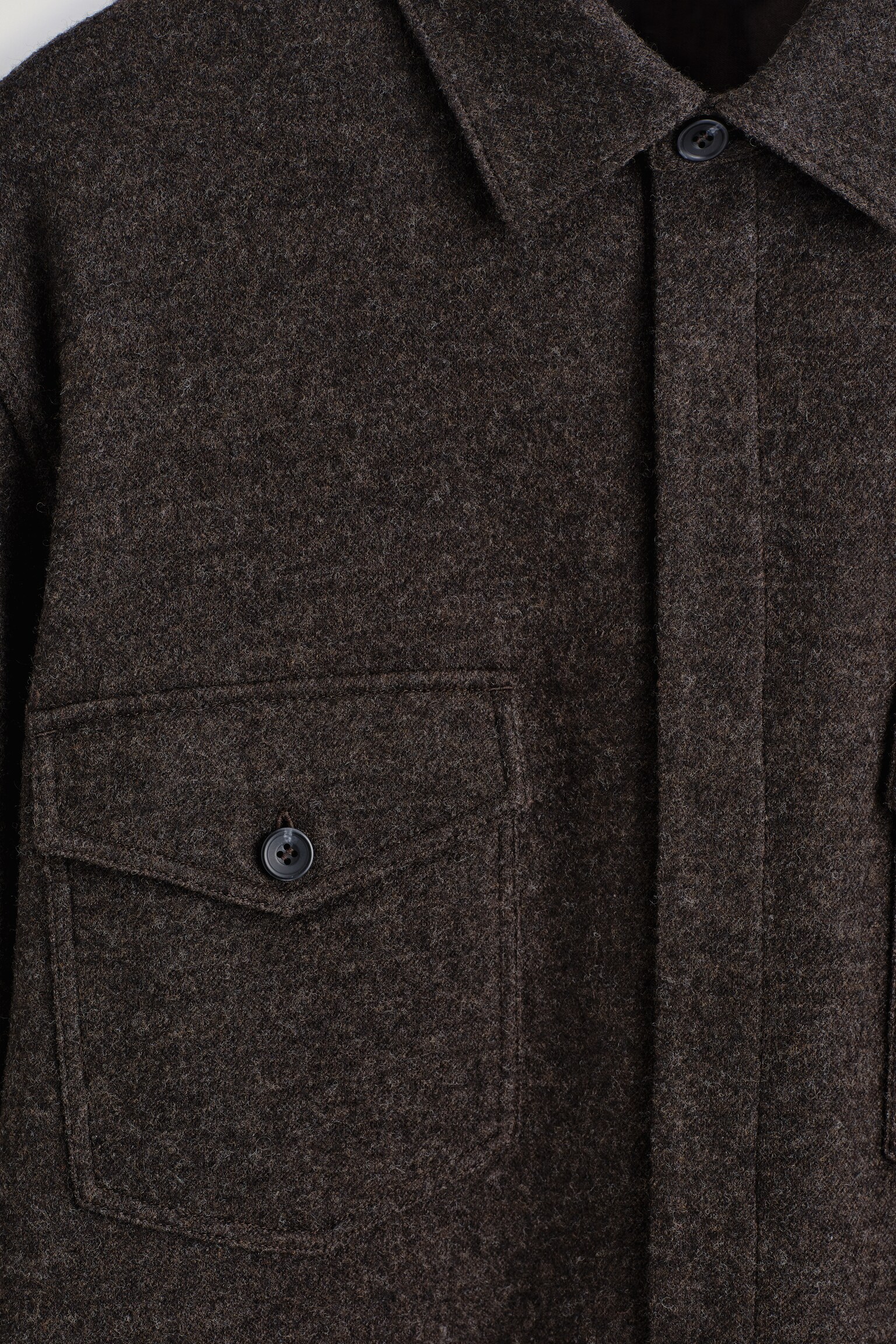 OVERSHIRT IN LANA COTTA DAL TAGLIO RILASSATO - MARRONE SCURO/NERO/KAKI SCURO - 3