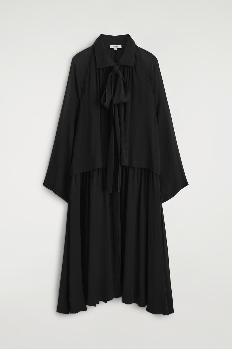 Fluid Scarf-Detail Midi Dress