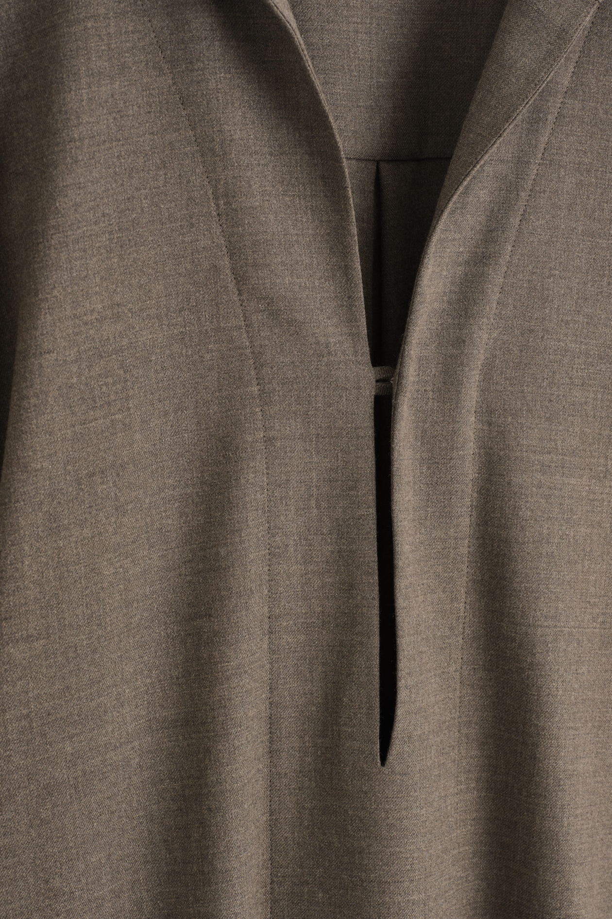 OPEN-COLLAR WOOL-BLEND SHIRT — BROWN