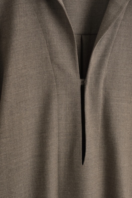 OPEN-COLLAR WOOL-BLEND SHIRT — BROWN 1