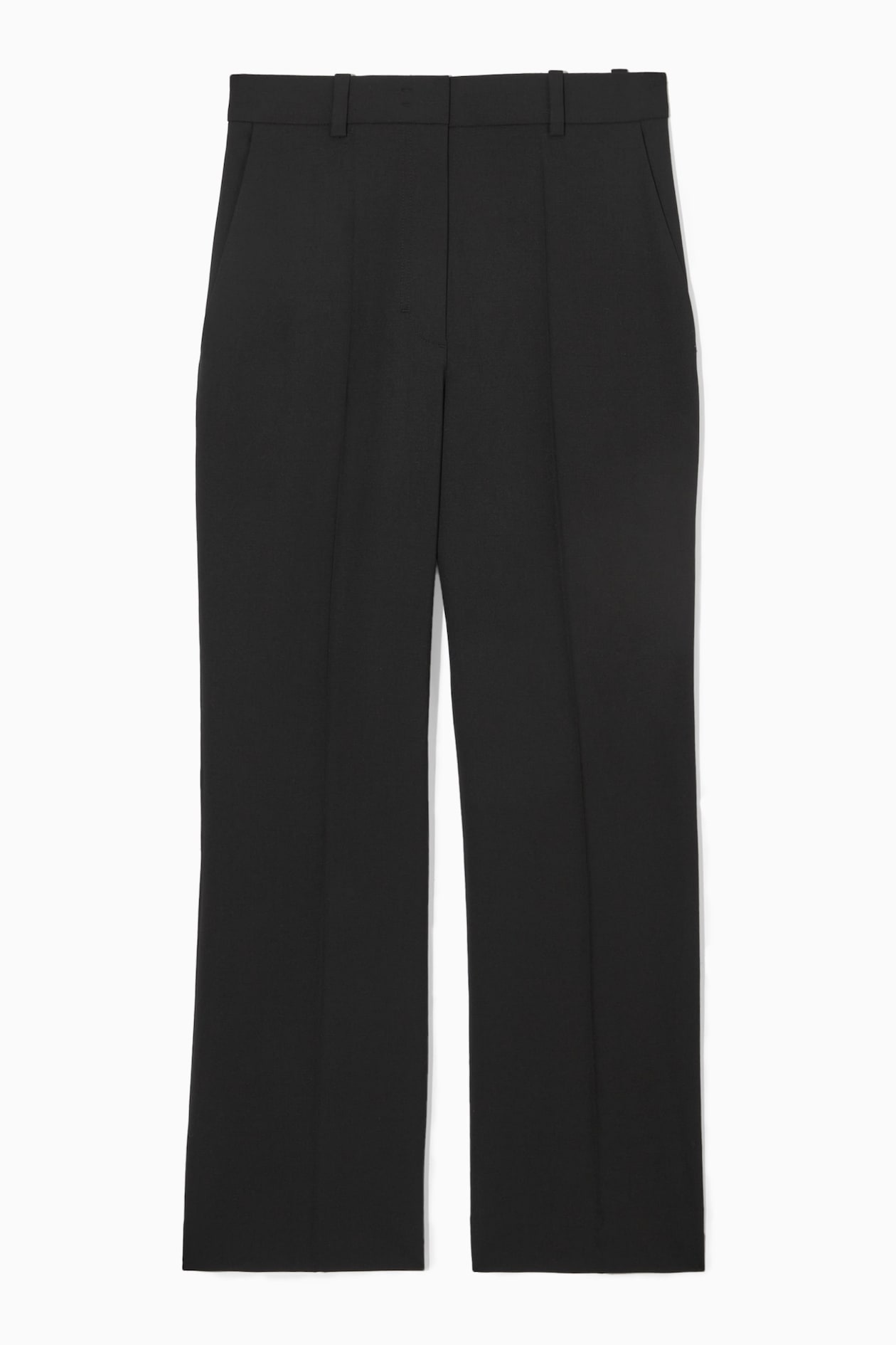 Fluid Wool Creased Flare Trousers