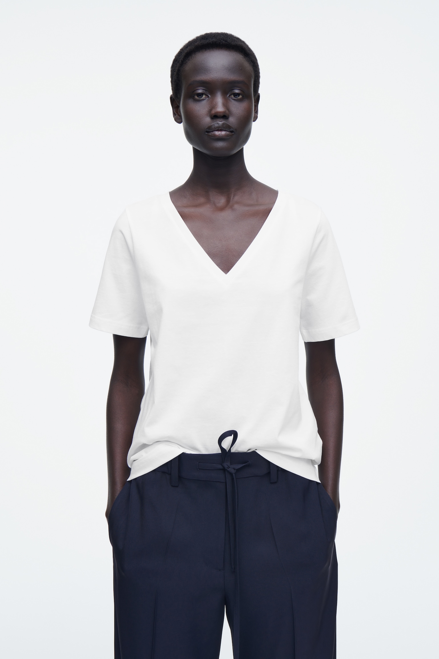 T-SHIRT REGULAR 24/7 À COL EN V - BLANC/NOIR/NOIR / BLANC / RAYÉ