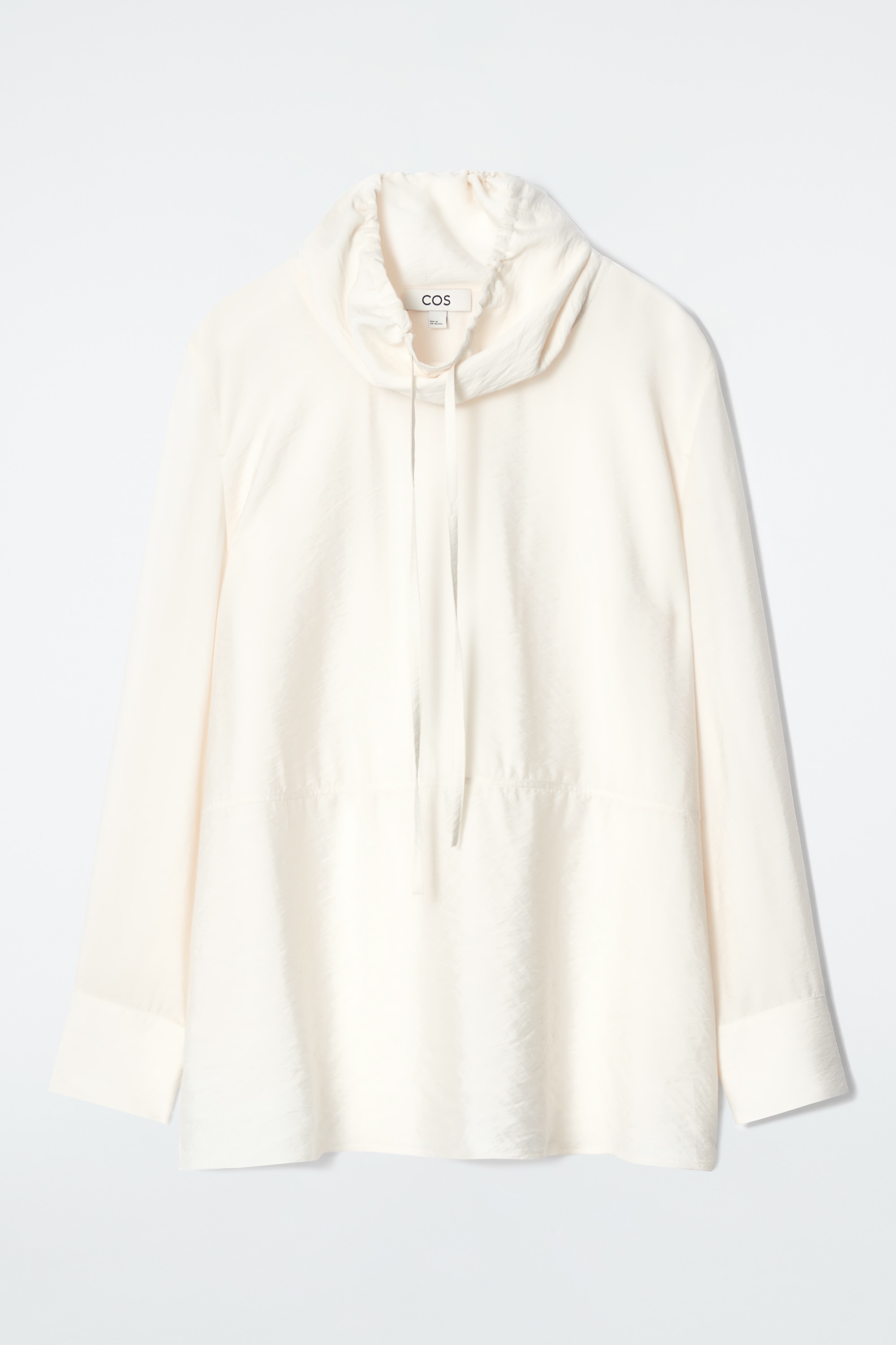 DRAWSTRING FUNNEL-NECK BLOUSE - IVORY