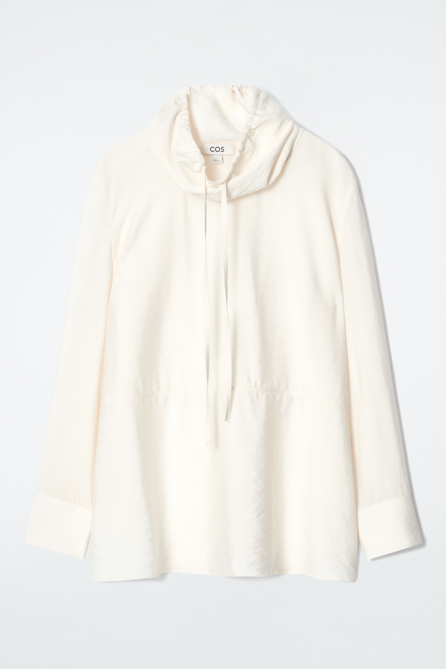 BLUSA CON CUELLO DE EMBUDO Y CORDÓN DE AJUSTE - MARFIL - 2