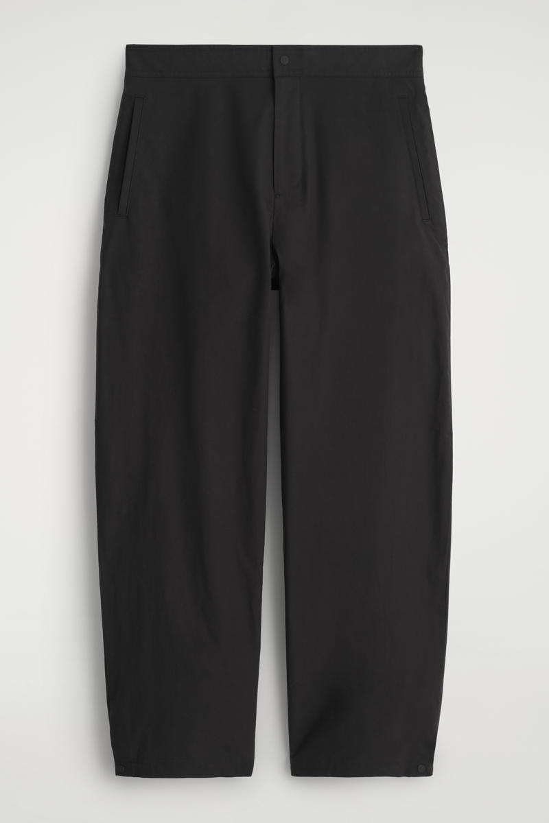 Cos Cotton Barrel-leg Pants In Black