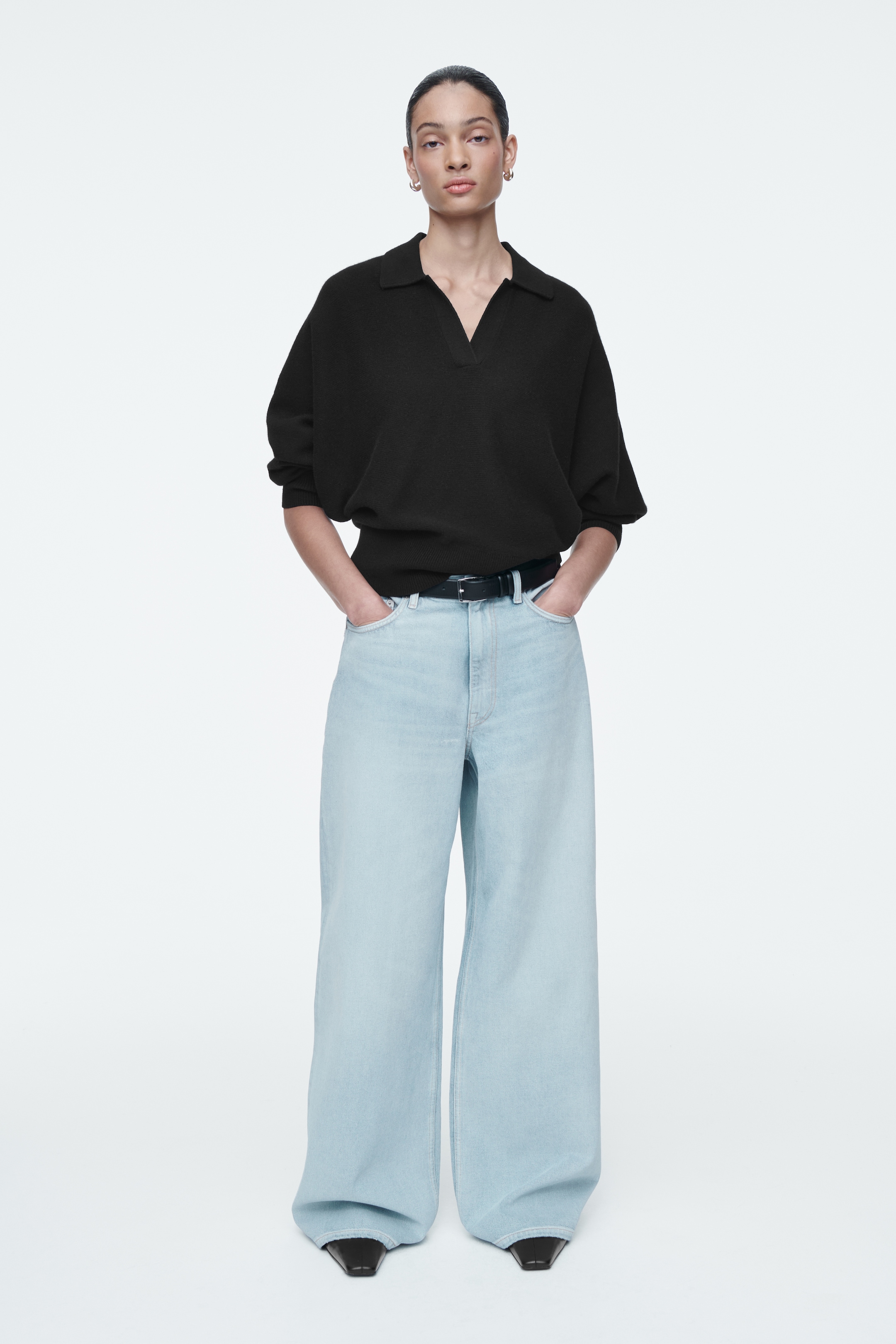 Zobacz większy obraz: JEANSY „POOL” Z SZEROKIMI NOGAWKAMI - POWLEKANY NIEBIESKI - ONA | H&M PL 1
