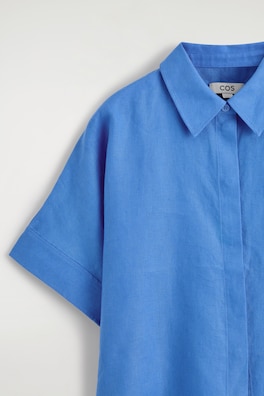 OVERSIZED SHORT-SLEEVED LINEN SHIRT — BLUE 6