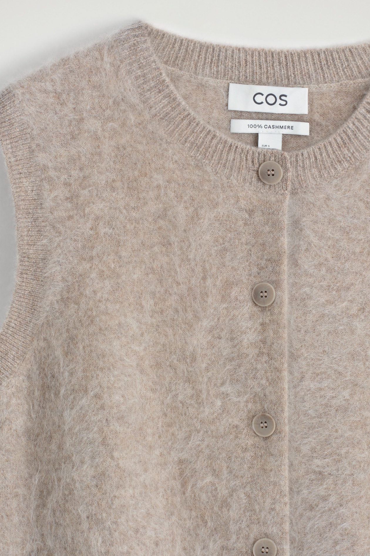 BRUSHED-CASHMERE VEST — BEIGE