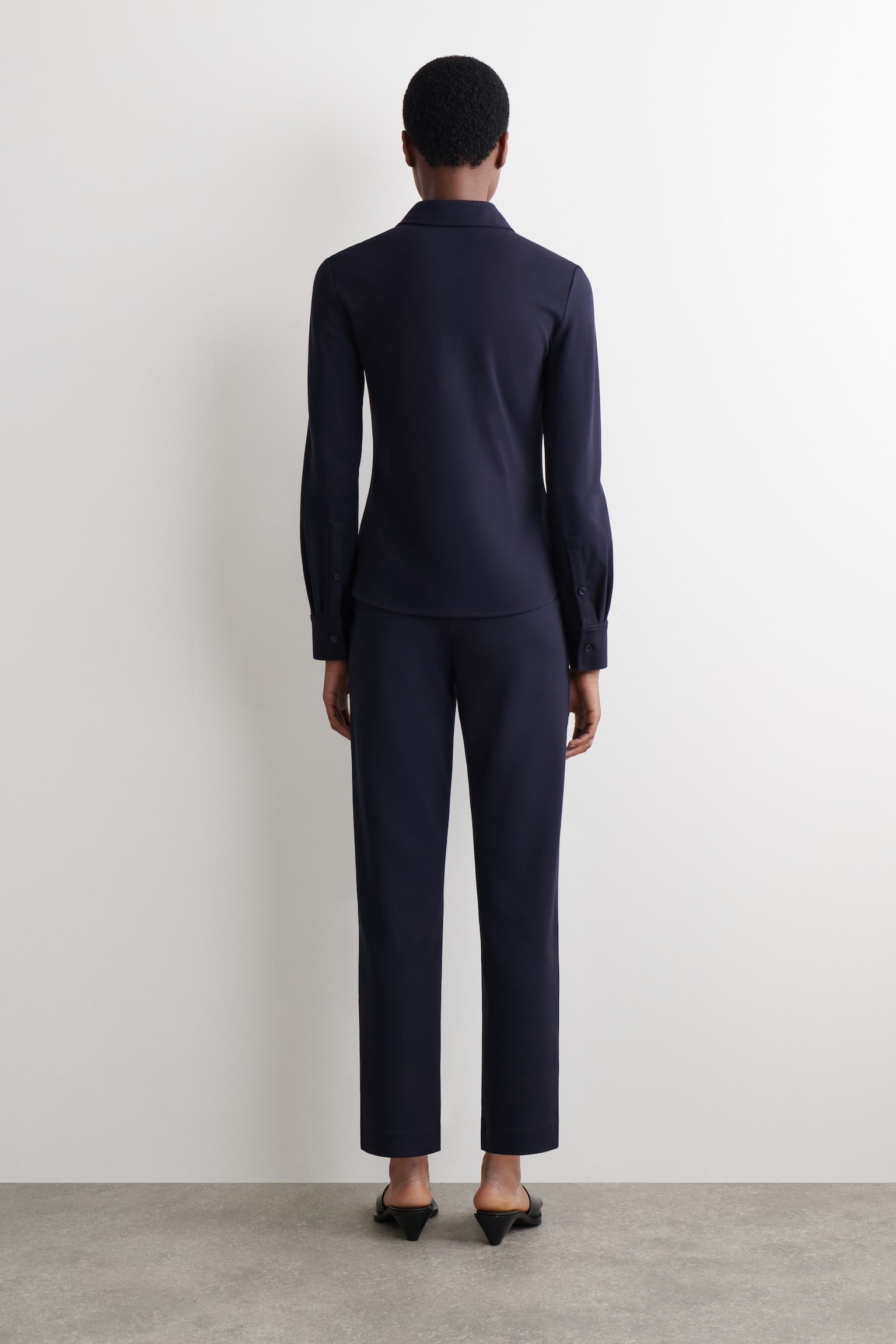 PANTALONI IN JERSEY ELASTICIZZATI A GAMBA DRITTA - BLU NAVY - 4