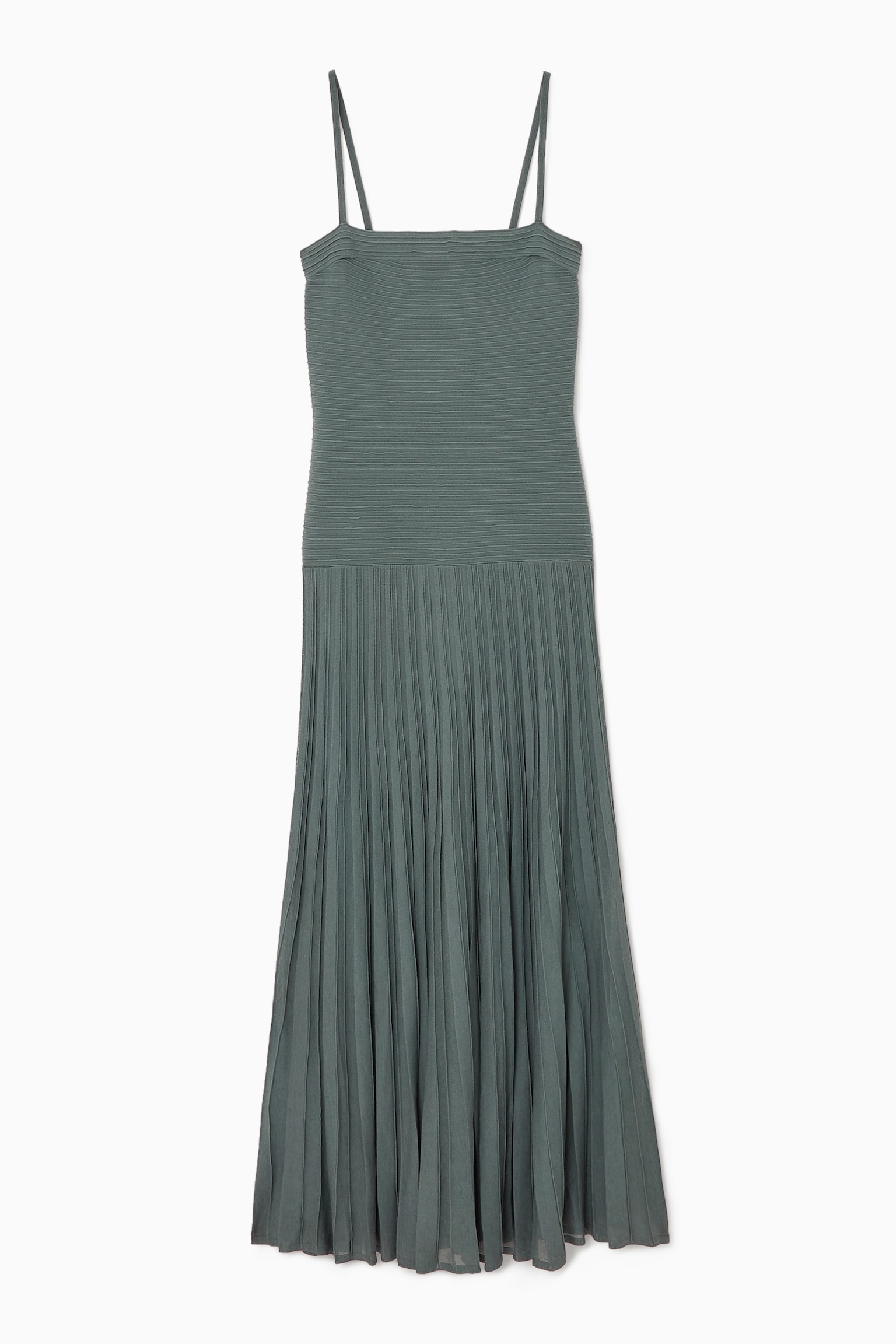 PLEATED KNITTED MAXI DRESS - GREEN