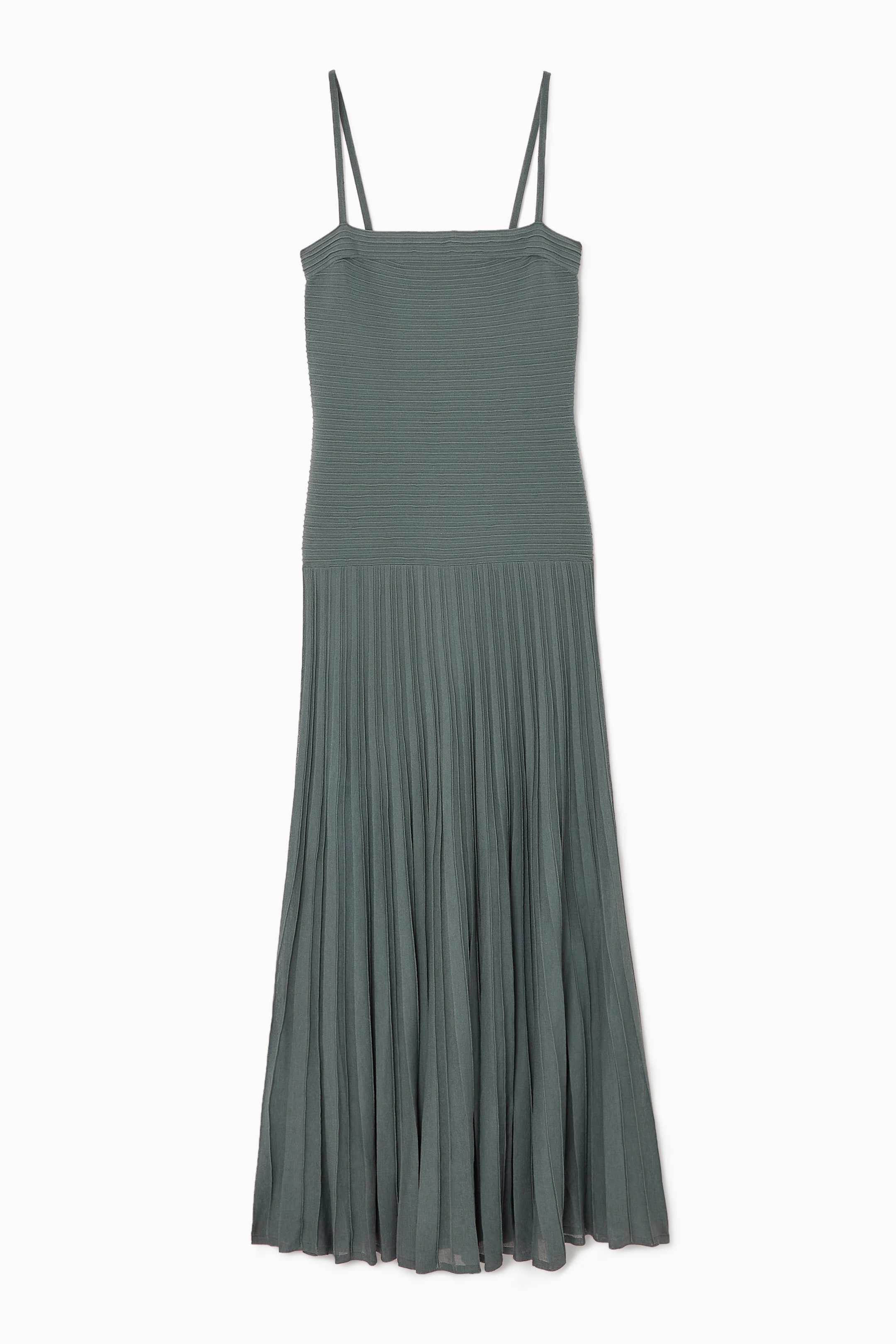 View larger image: PLEATED KNITTED MAXI DRESS - GREEN - Ladies | H&M GB 1