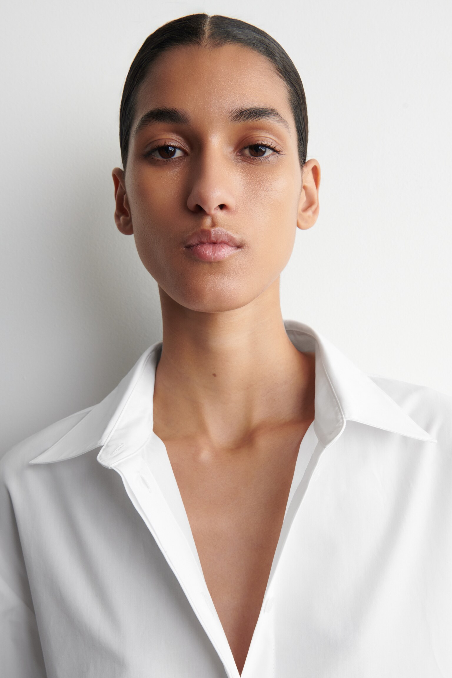 CHEMISE HABILLÉE EN COTON - BLANC/BLEU MARINE - 3