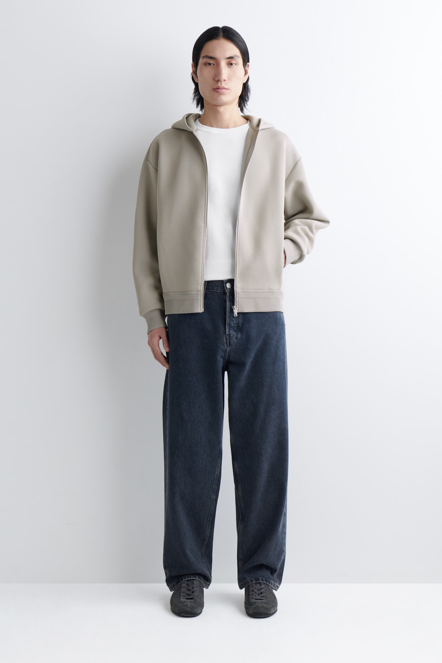 Katoen-piqué capuchontrui met rits - buinbeige - 5