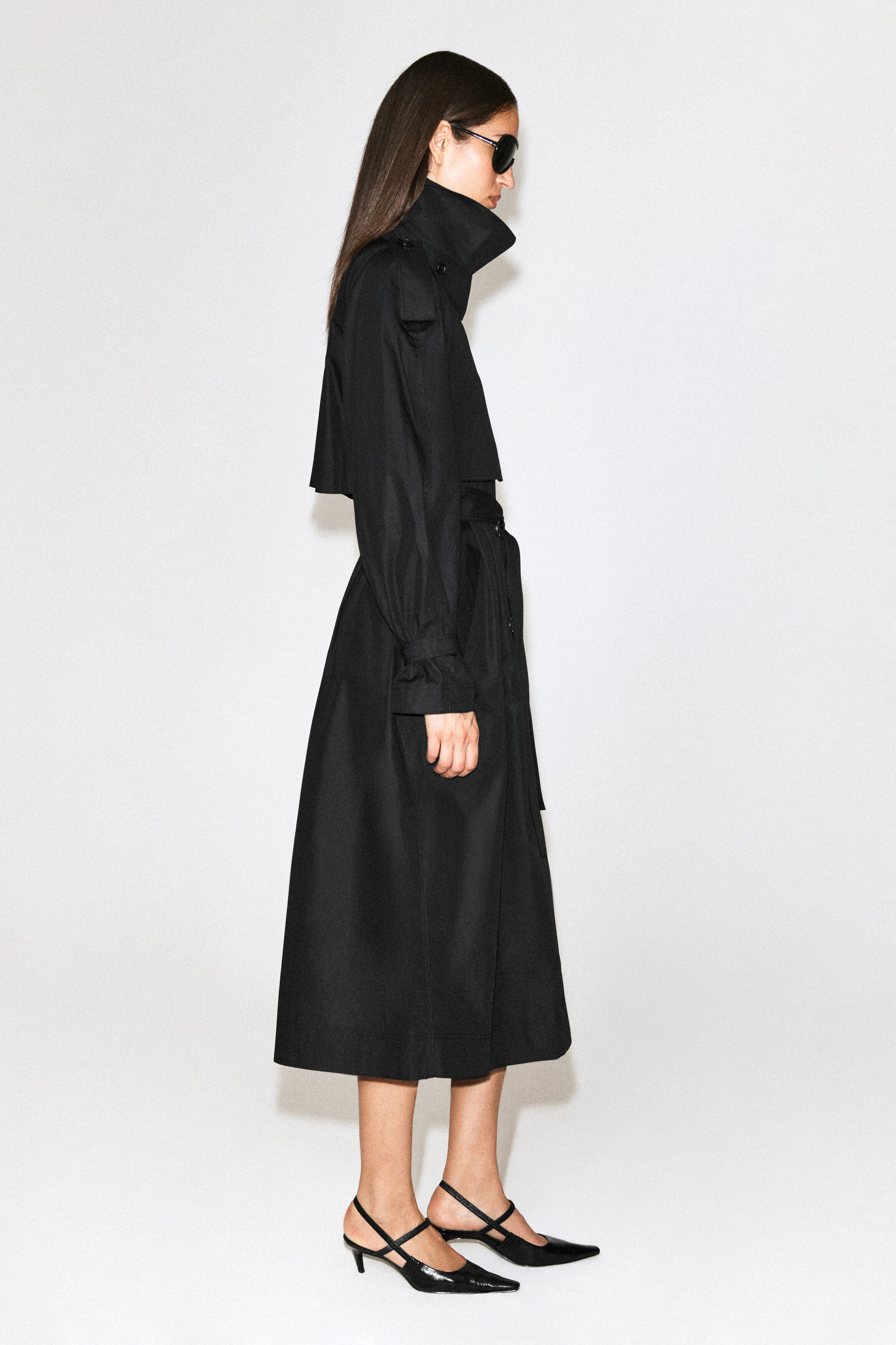 mock-NECK COTTON TRENCH COAT - BLACK | COS US