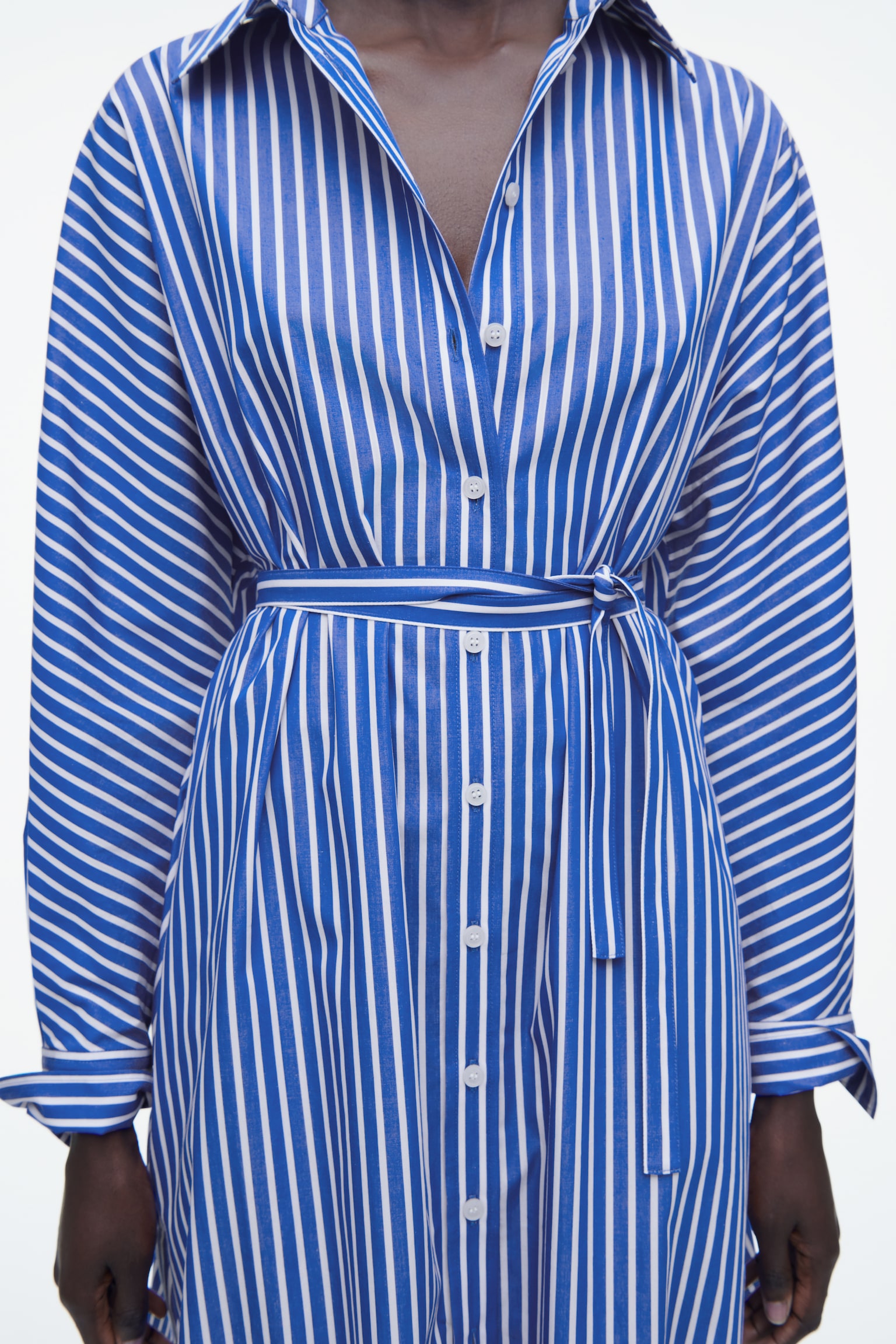 ROBE-CHEMISE DÉCONTRACTÉE EN COTON - BLEU / RAYÉ/BLEU MARINE - 5