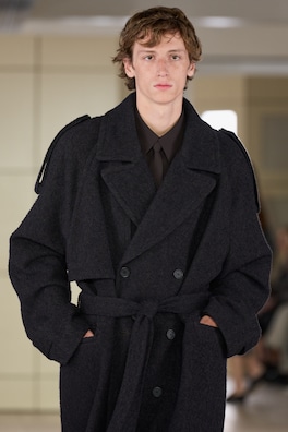 DOUBLE-FACED WOOL-BLEND HERRINGBONE COAT — DARK BROWN 10