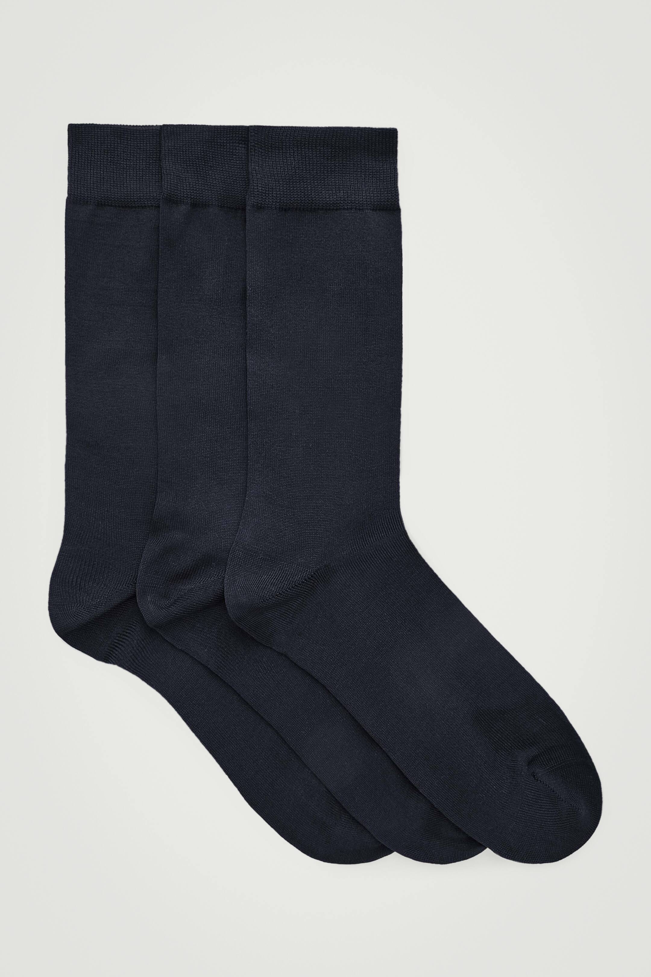 Grotere afbeelding bekijken: 3-PACK MERCERISED COTTON SOCKS - Navy - HEREN | H&M NL 1