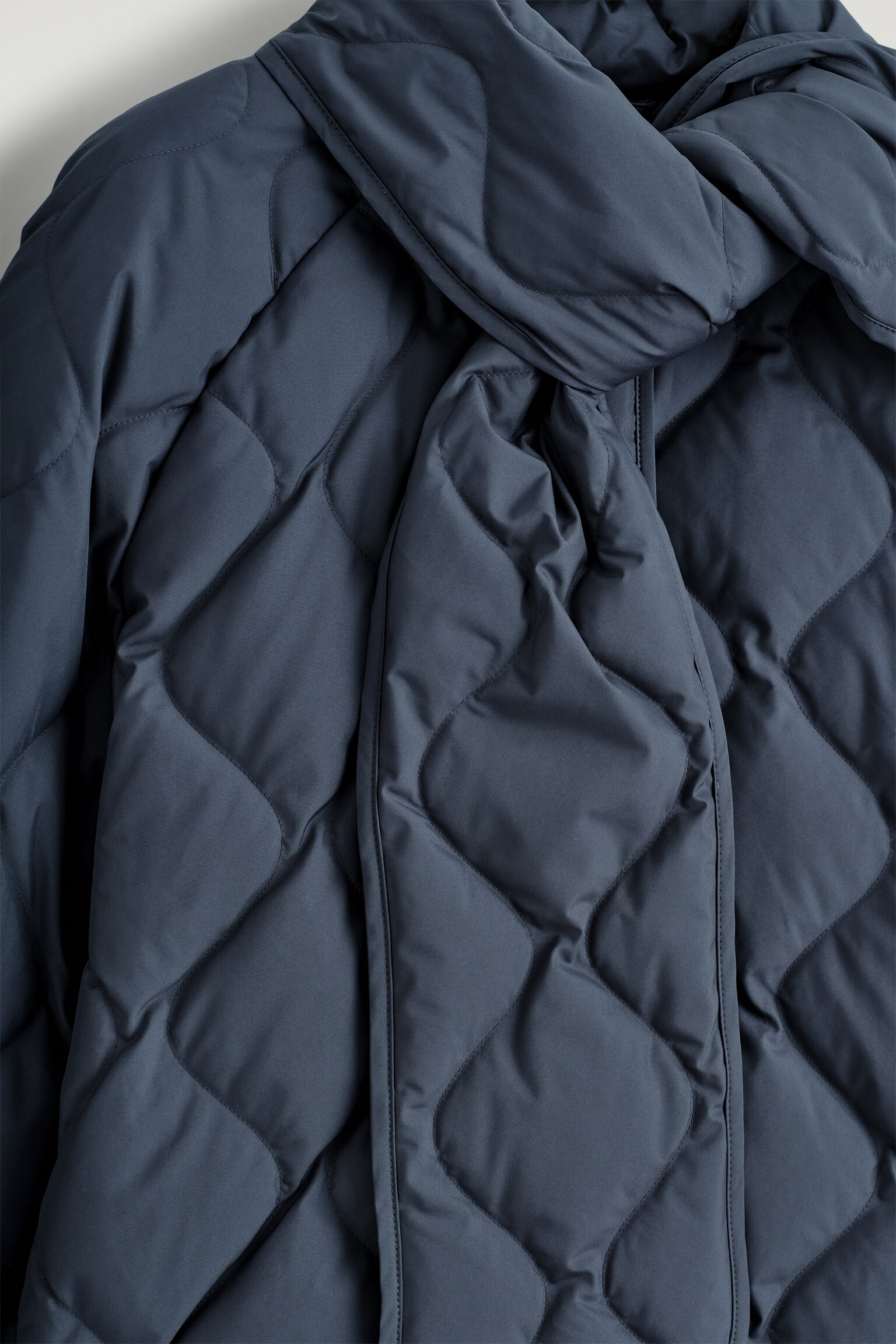 SCARF DETAIL QUILTED LINER JACKET - NAVY - 7