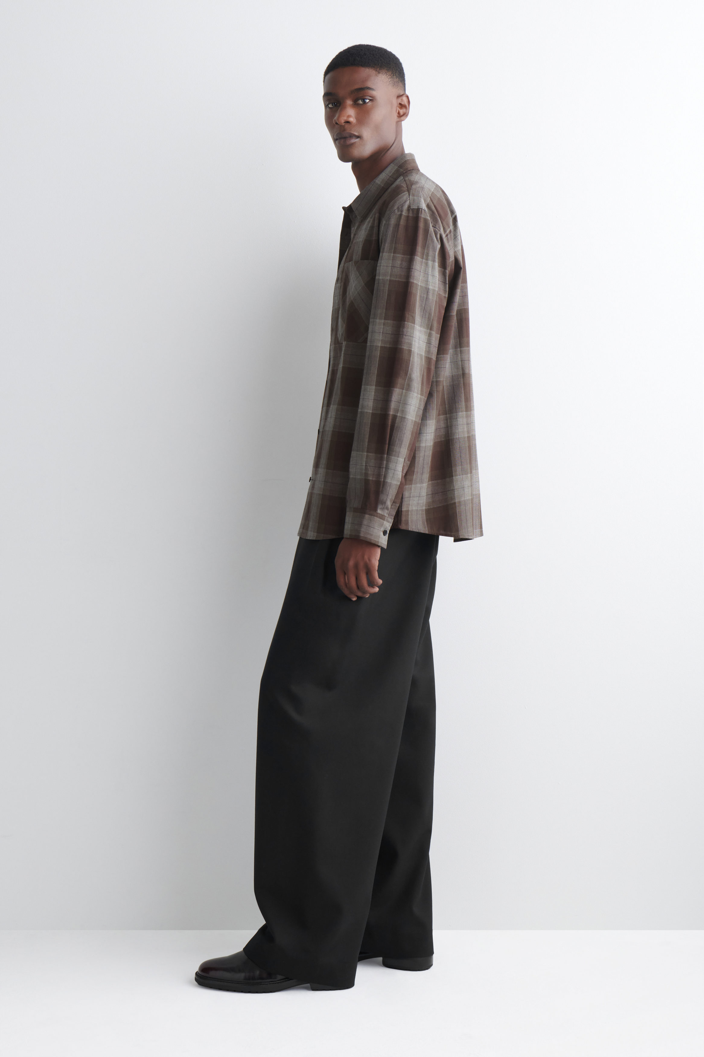 CHECKED BRUSHED-COTTON SHIRT - BROWN / CHECKED | COS US