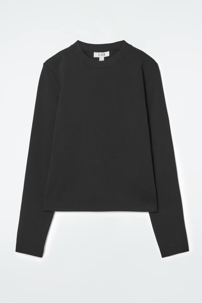 MIĘSISTY T-SHIRT REGULAR FIT Z DŁUGIM RĘKAWEM - CZARNY/biały - 1