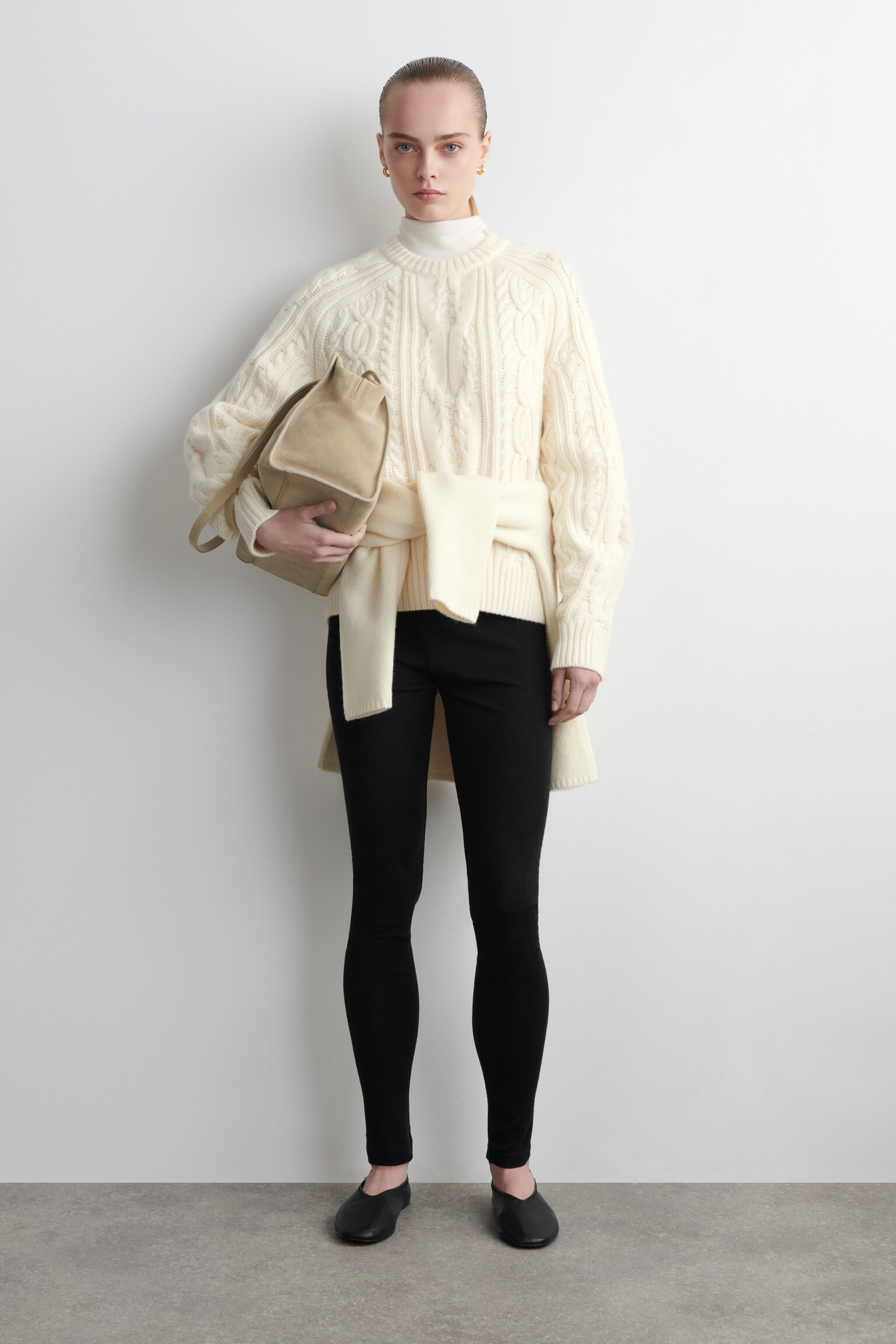 LEGGINGS DE LANA MERINO - NEGRO/BEIGE/CUADROS - 1