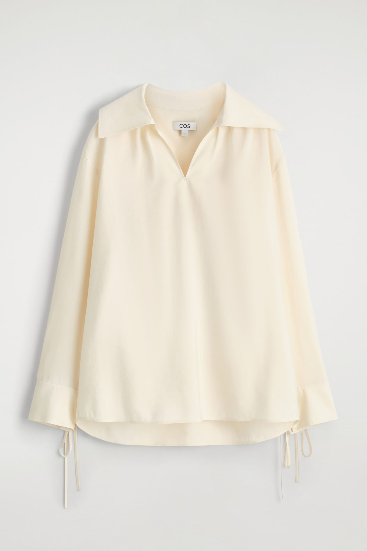 WIDE-COLLAR MODAL BLOUSE — ECRU