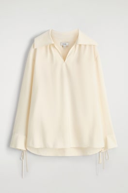 WIDE-COLLAR MODAL BLOUSE — ECRU 3