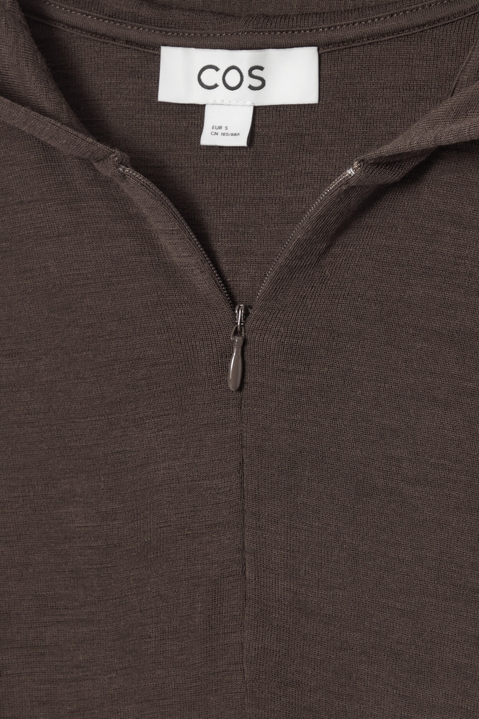 SLIM HALF-ZIP WOOL HOODIE - BROWN/MOLE - 2