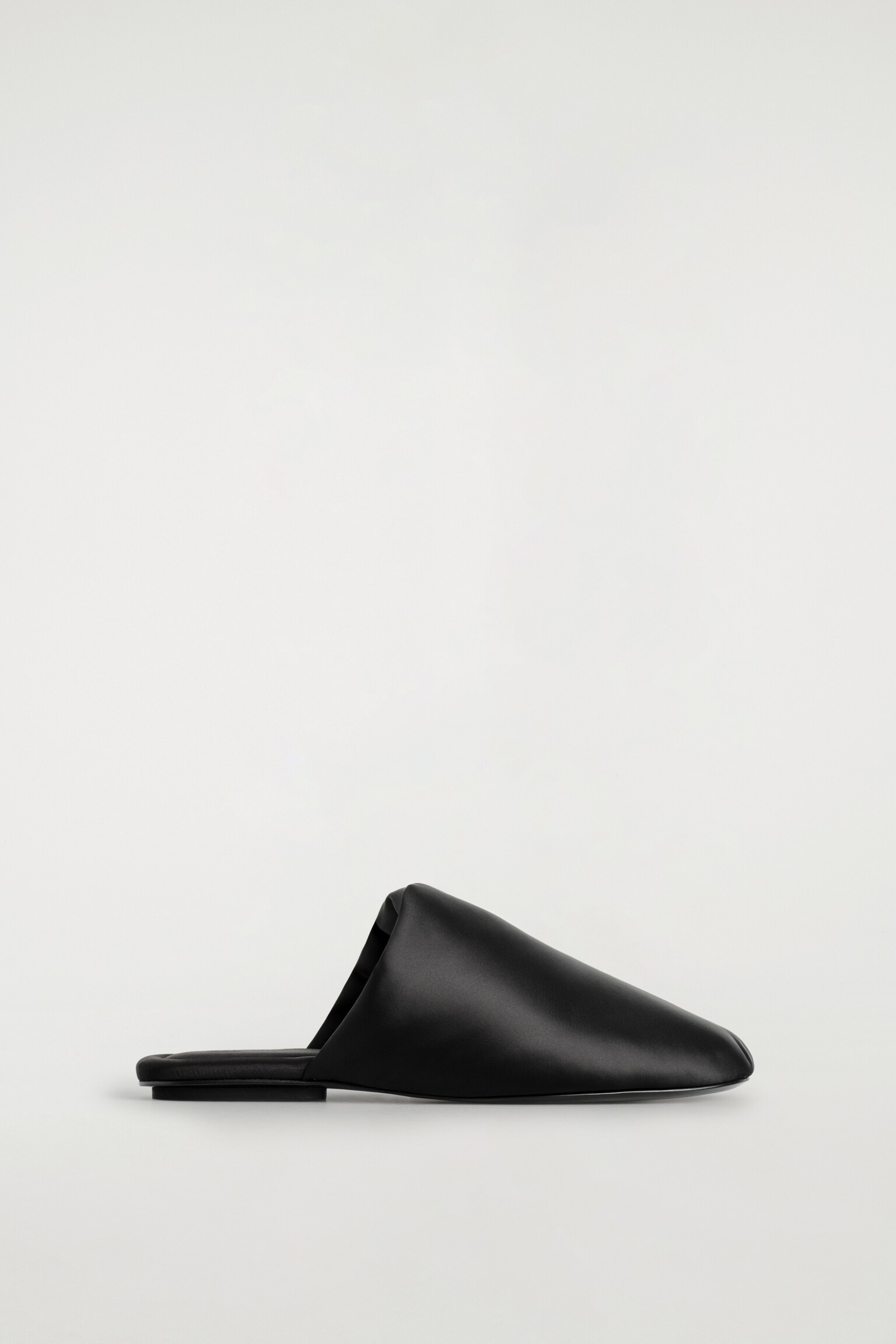 PADDED SATIN MULES - BLACK - 2