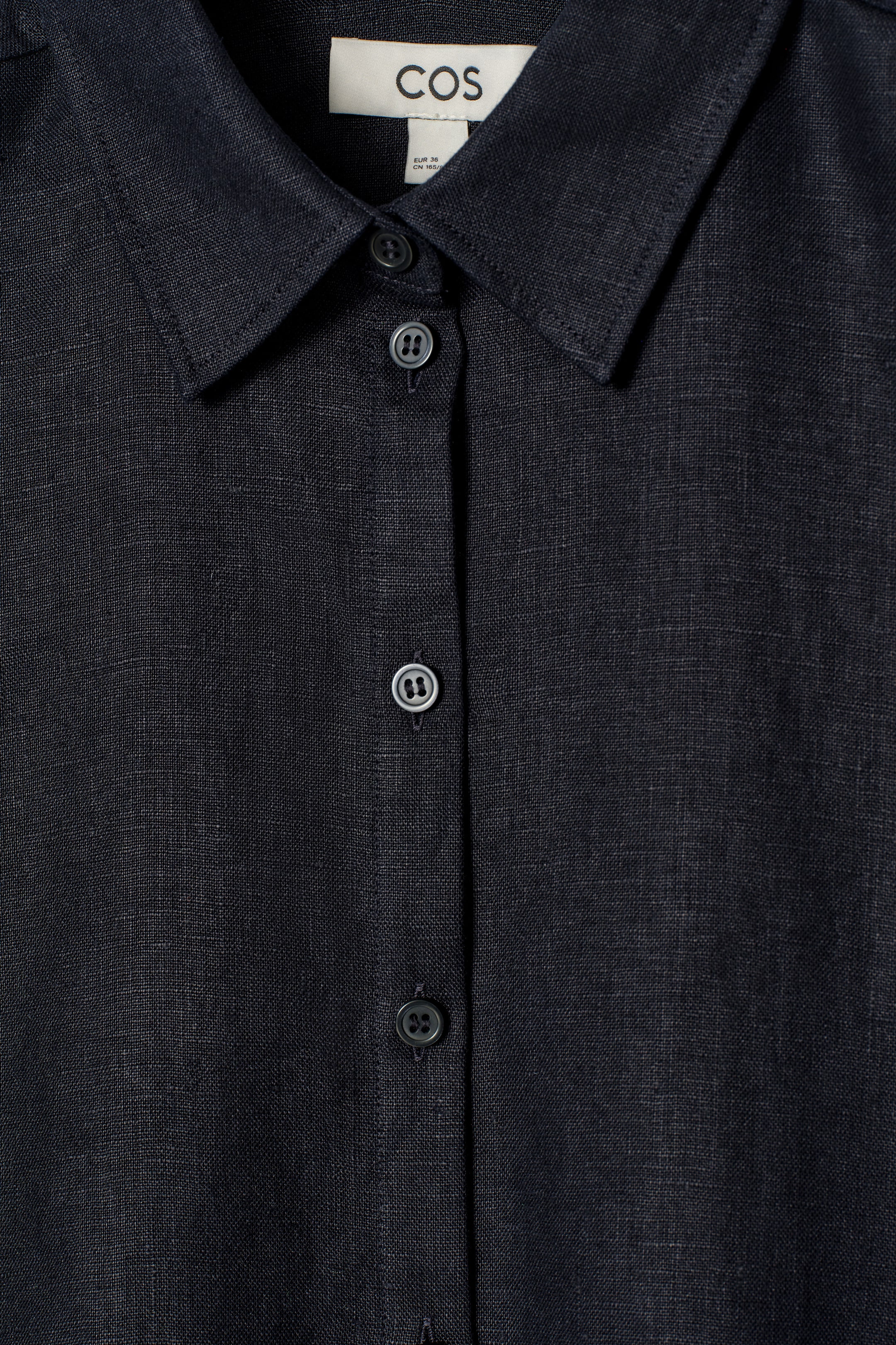 View larger image: BOXY SHORT-SLEEVED LINEN SHIRT - NAVY - Ladies | H&M GB 7