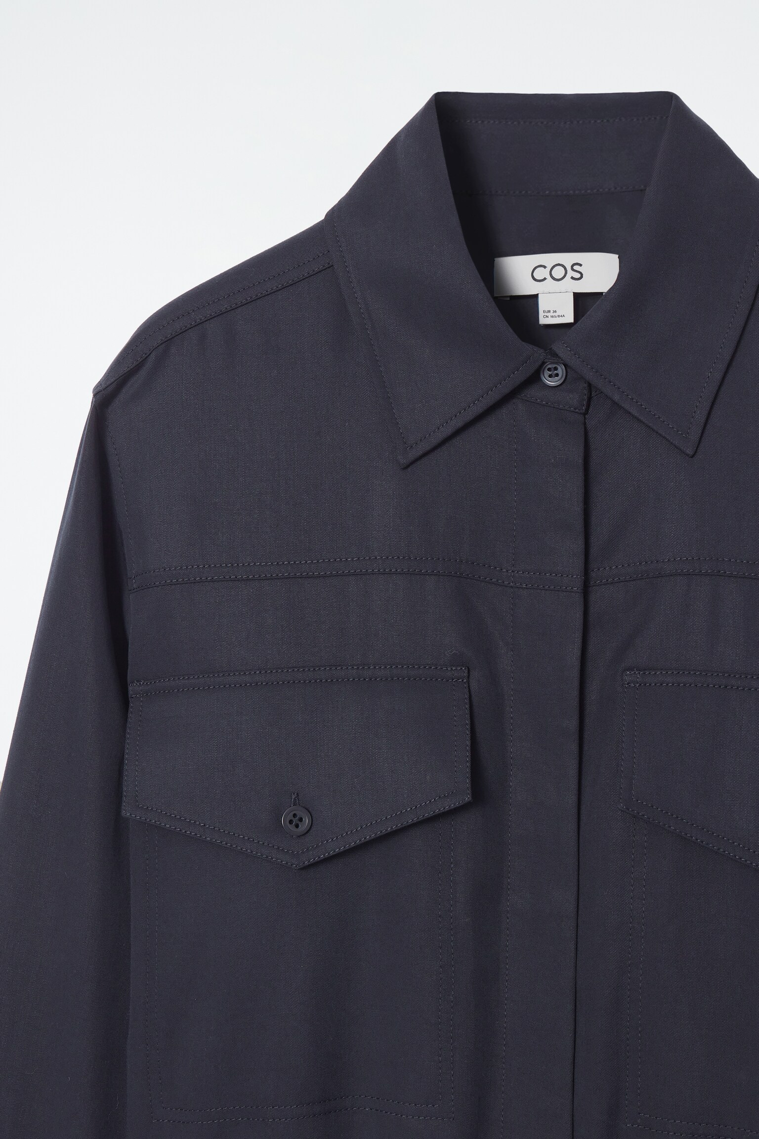 שמלת חולצה מידי עם חגורה - כחול כהה - 2