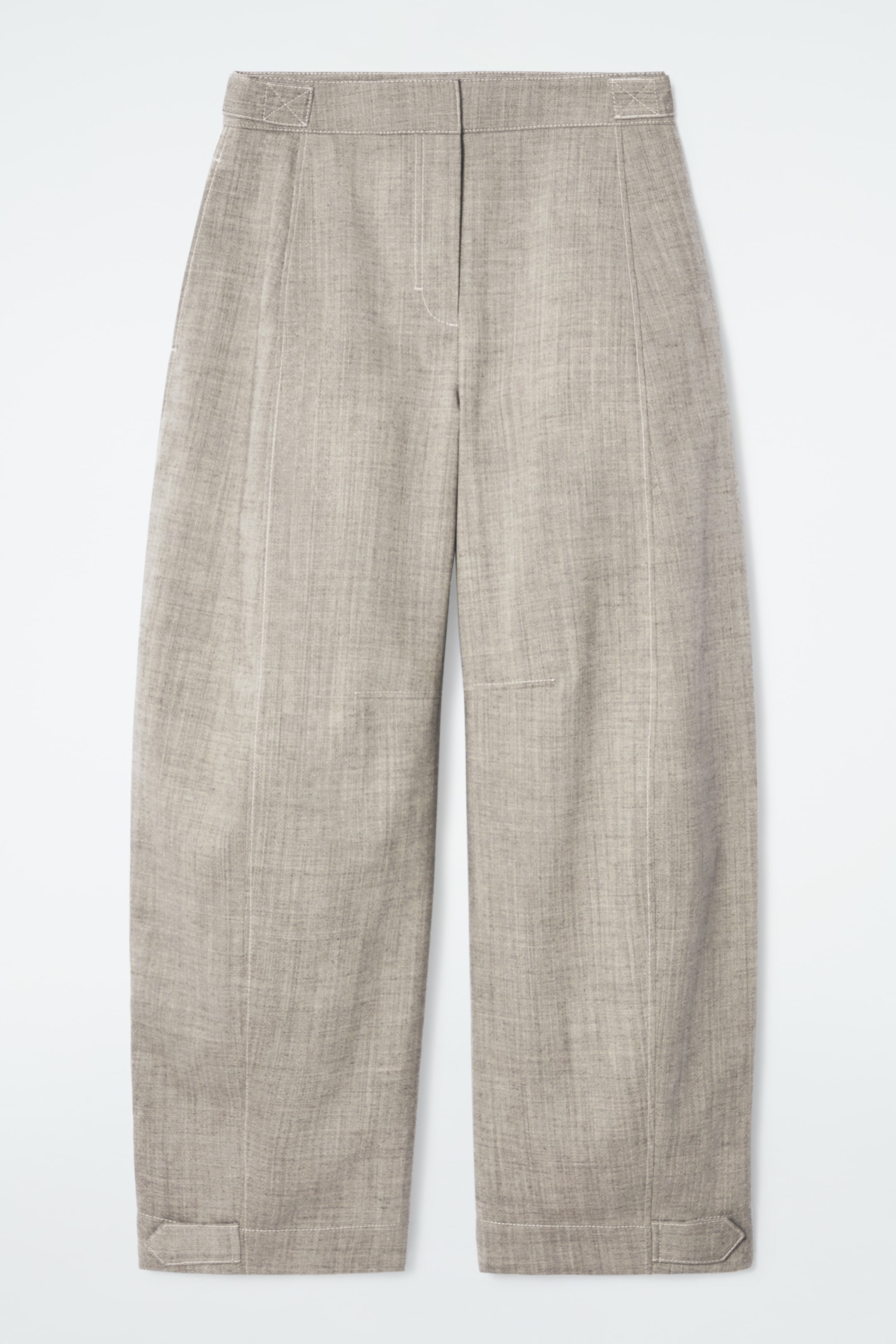 Ingrandisci l'immagine: WOOL BARREL-LEG UTILITY TROUSERS - GREY MÉLANGE - DONNA | H&M CH 1