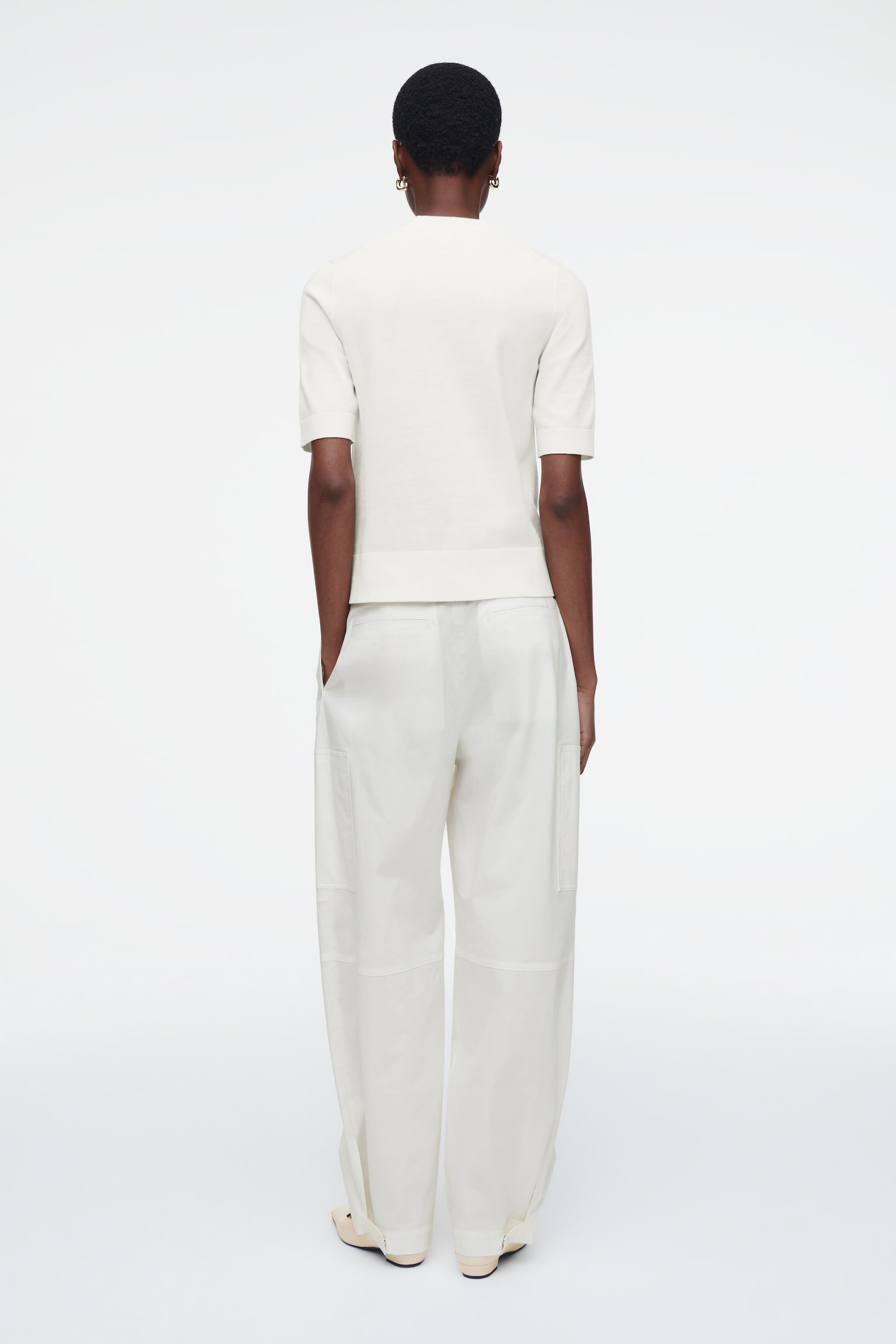 REGULAR KNITTED T-SHIRT - OFF-WHITE/OFF-WHITE / STRIPED/RED - 6