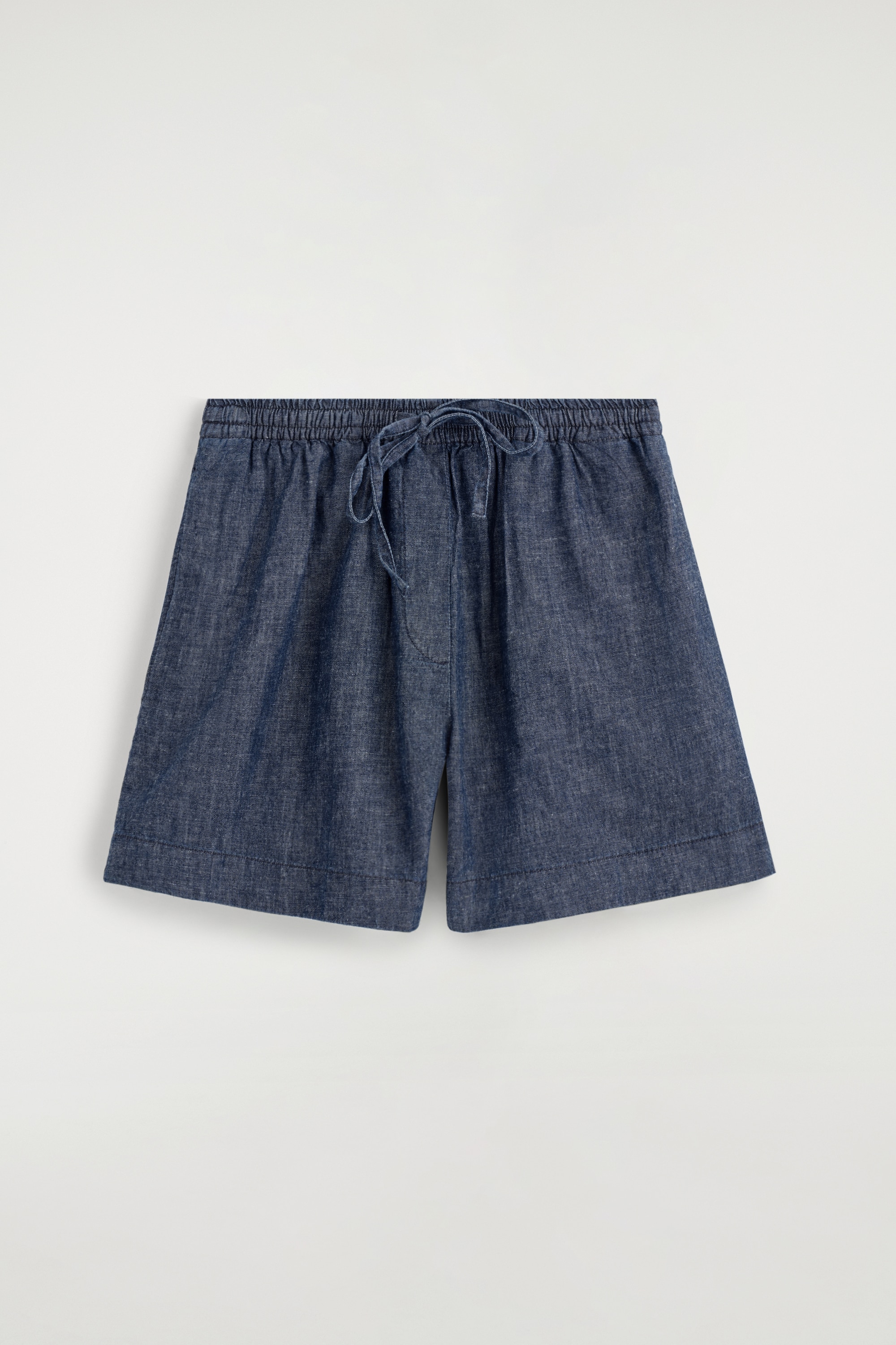 Denimshorts met trekkoord - BLAUW