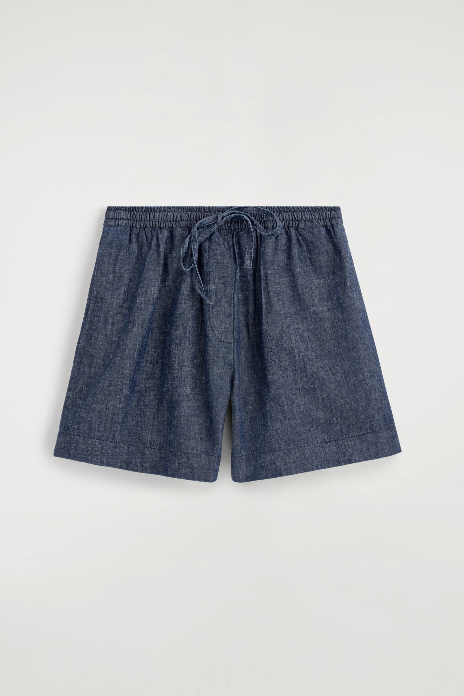 DRAWSTRING DENIM SHORTS - BLUE - 1