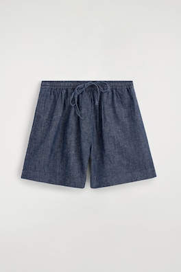 DRAWSTRING DENIM SHORTS — BLUE 7