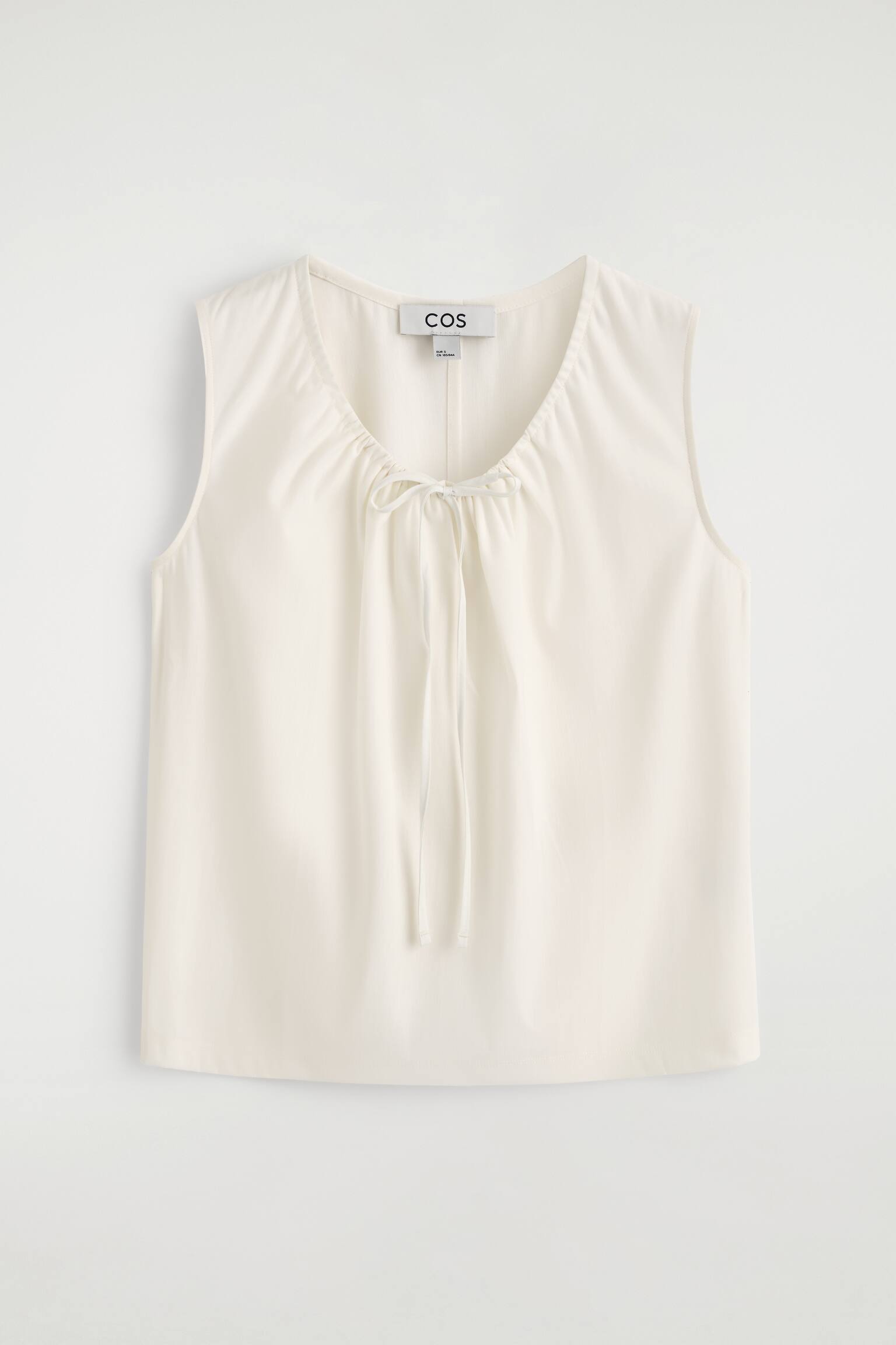 TANKTOP I JERSEY MED RYNKET UDSKÆRING - OFFWHITE - 1