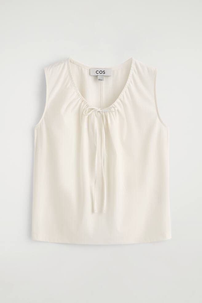 TANKTOP AUS JERSEY MIT RAFFUNGEN AM AUSSCHNITT - CREMEWEISS/SCHWARZ/HELLROSA - 1