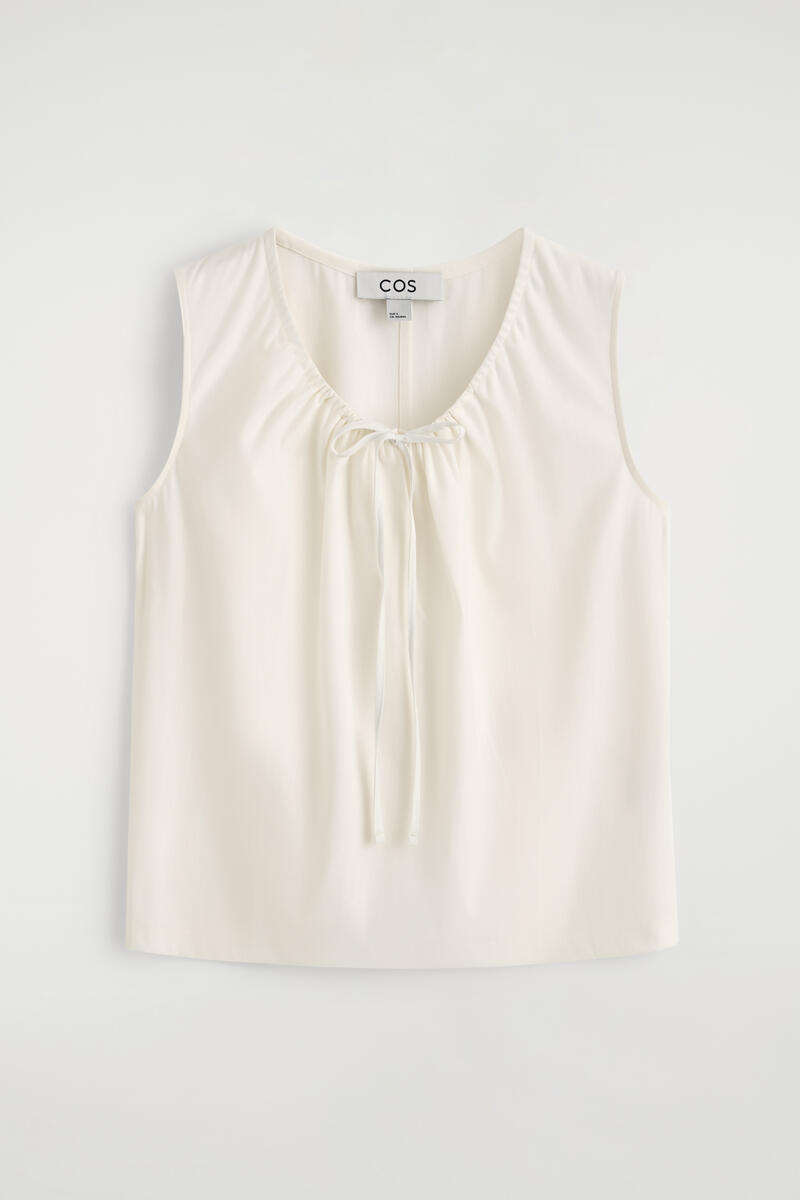 Gathered-Neck Jersey Tank Top