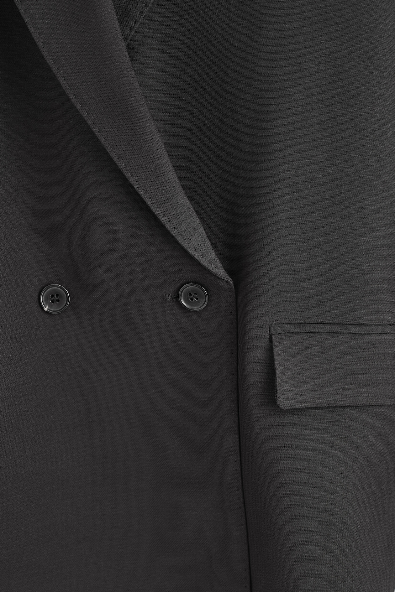 CONTRAST-LINED DOUBLE-BREASTED BLAZER — BLACK