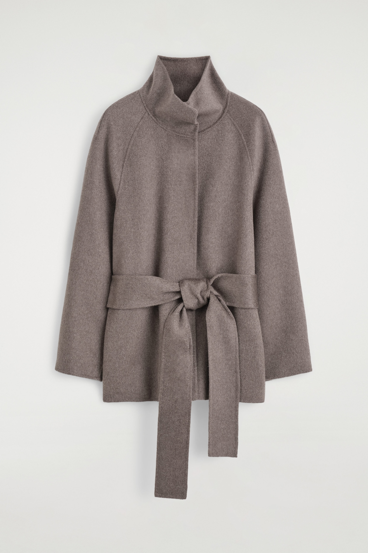 BELTED DOUBLE-FACED CASHMERE JACKET — STONE