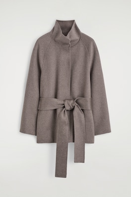 BELTED DOUBLE-FACED CASHMERE JACKET — STONE 10