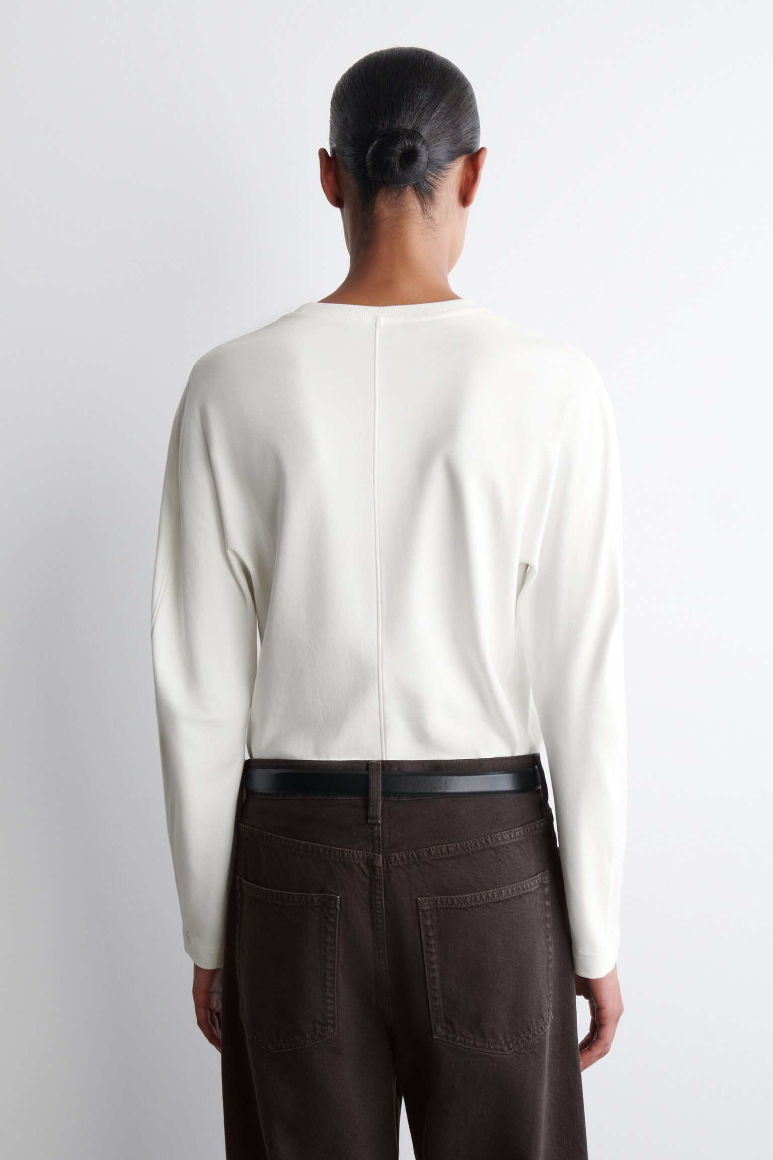 ROUNDED JERSEY TOP - WHITE/DARK RED - 5