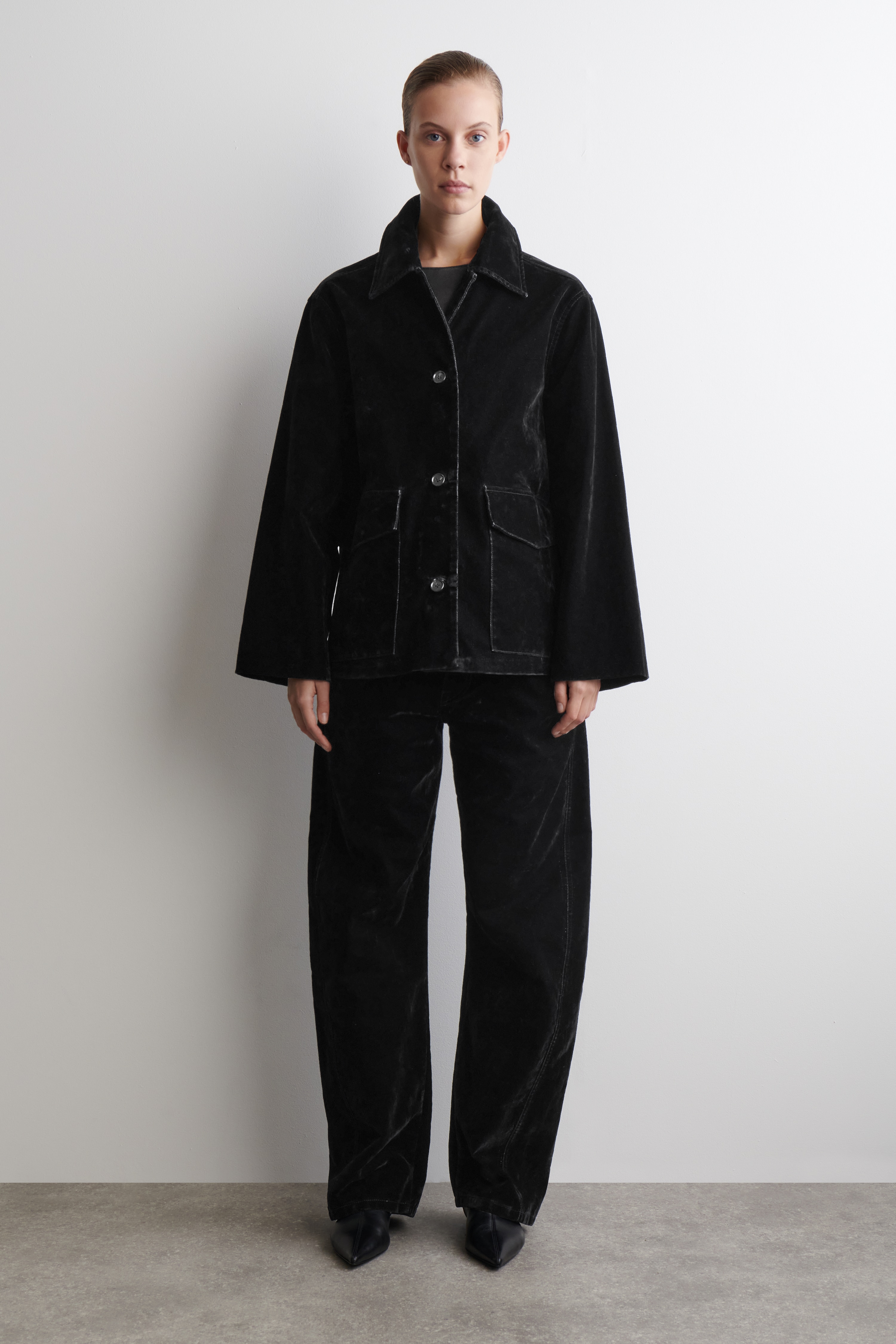 BUNDA Z FLOCKOVANÉ DŽÍNOVINY - BLACK