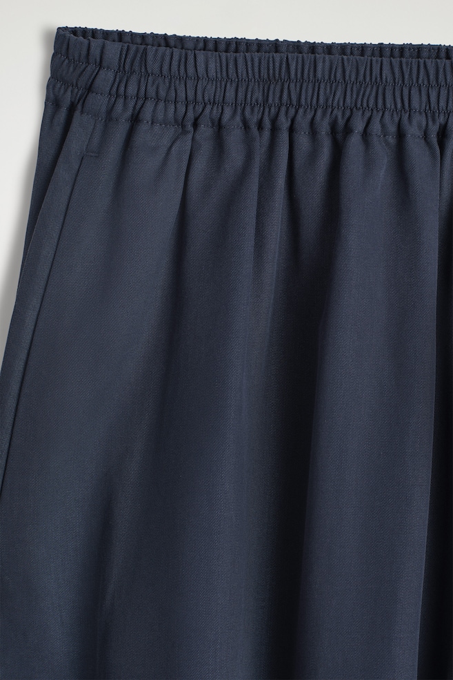 TWILL PALAZZO TROUSERS — NAVY